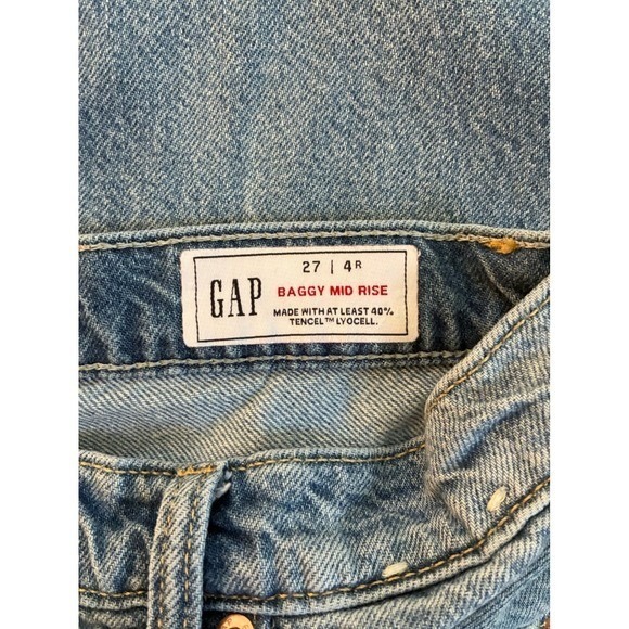 Gap Mid-Rise Baggy Jeans Light Blue Slouchy Y2K Skater Aesthetic Size 27 - Picture 3 of 4